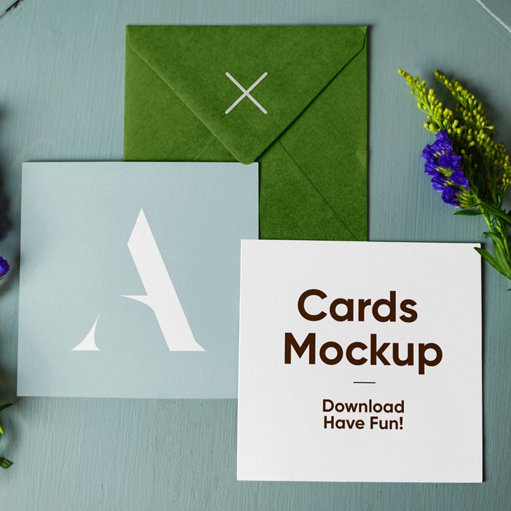 Envelope with Cards Mockup