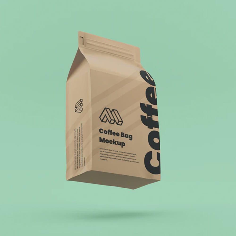 Flying Coffee Bag Mockup