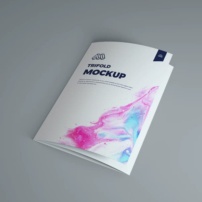 Folded Trifold Brochure Mockup