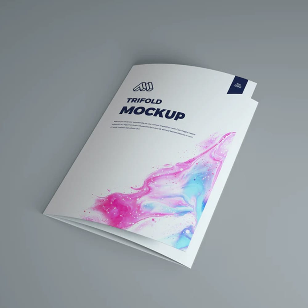 Folded Trifold Brochure Mockup