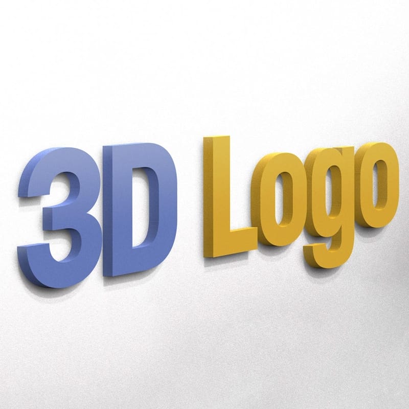 Free 3D Logo on Wall Mockup PSD