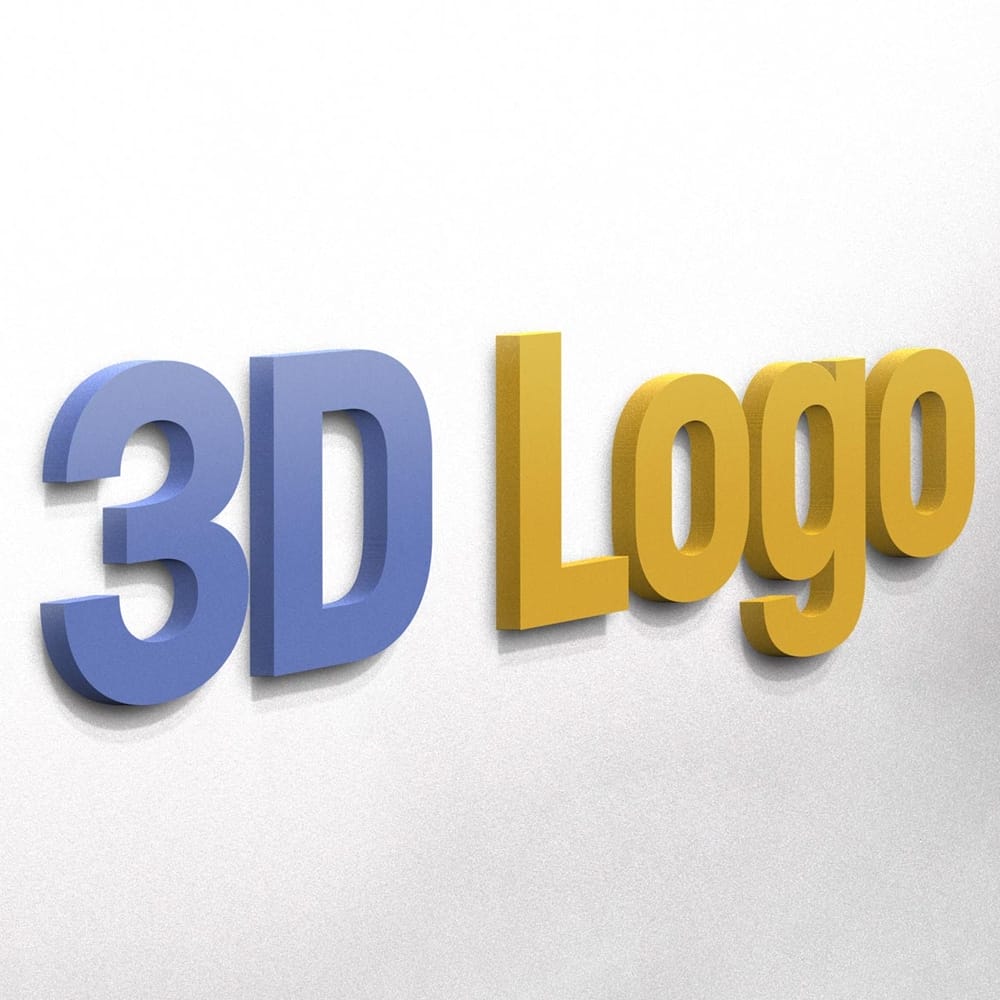 Free 3D Logo on Wall Mockup PSD