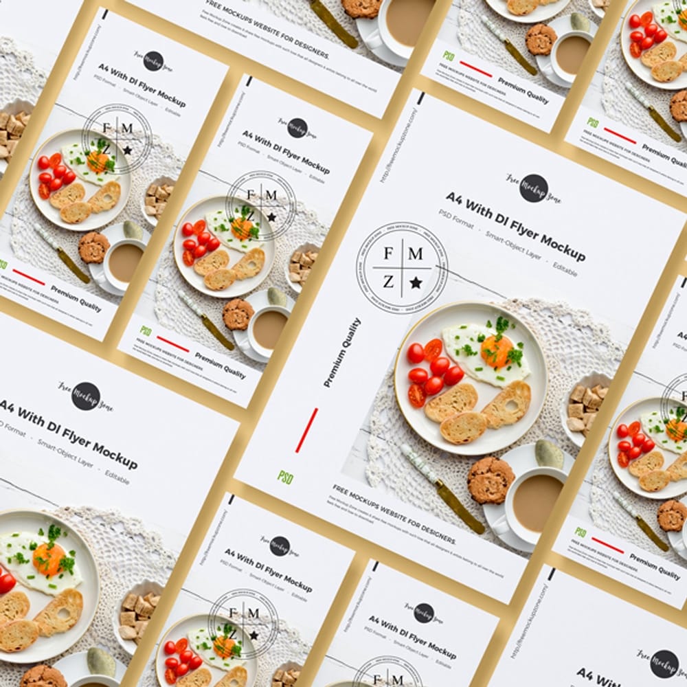 Free A4 With Dl Flyer Mockup