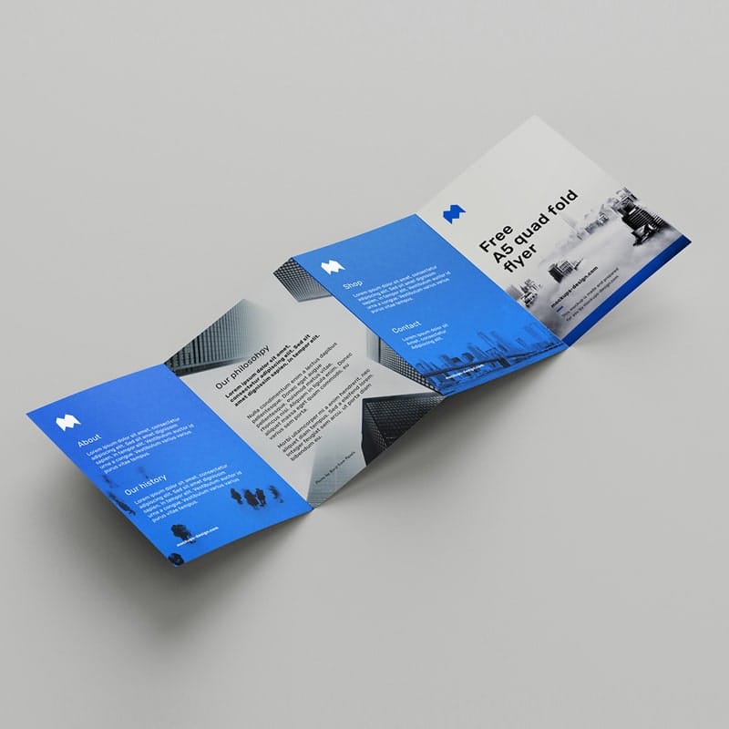 Free A5 Quad Fold Flyer Mockup