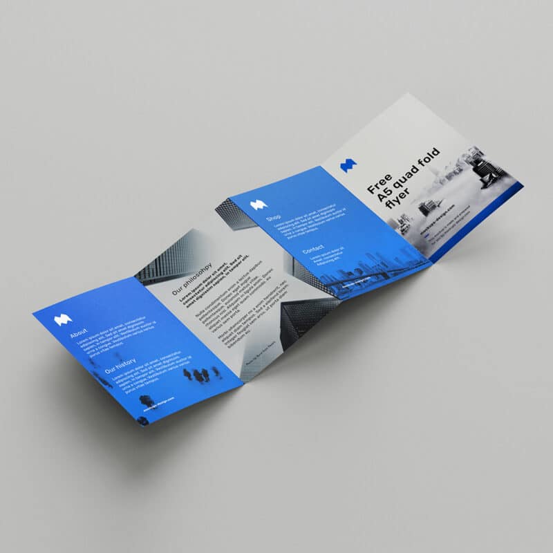 Free A5 Quad Fold Flyer Mockup » CSS Author