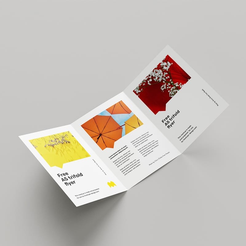 Free A5 Trifold Flyer Mockup