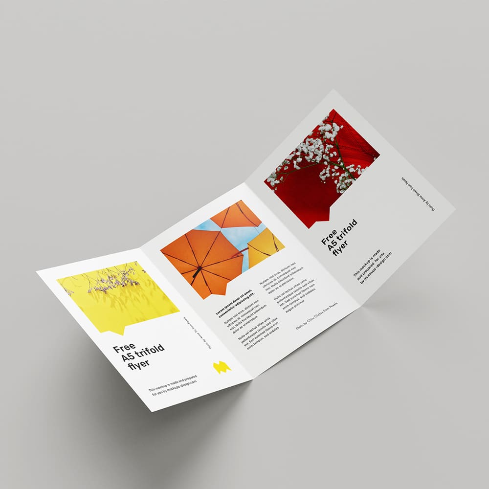 Free A5 Trifold Flyer Mockup