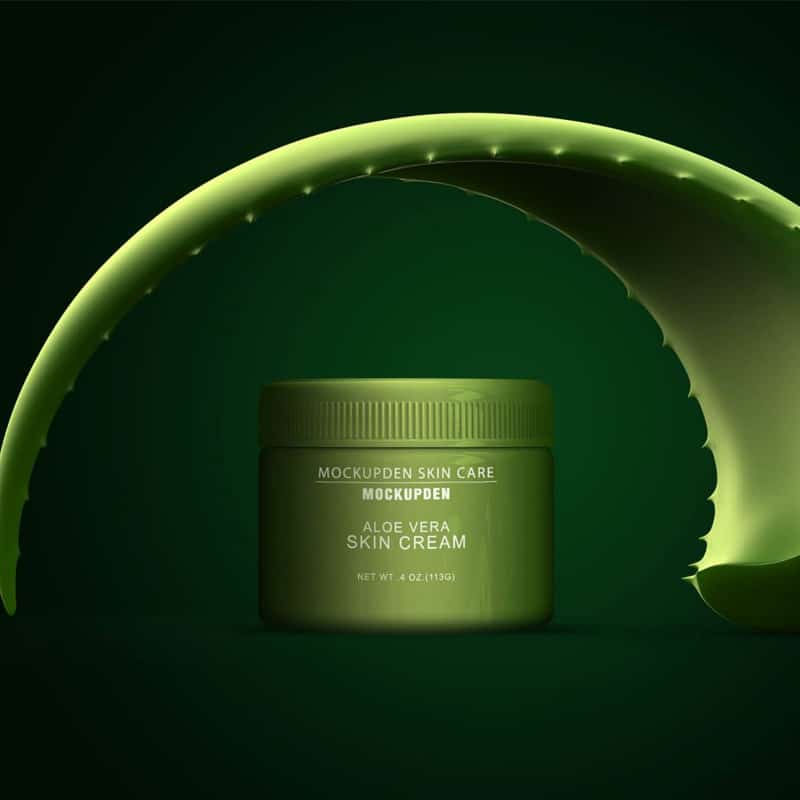Free Aloe Vera Skin Care Jar Mockup PSD Template