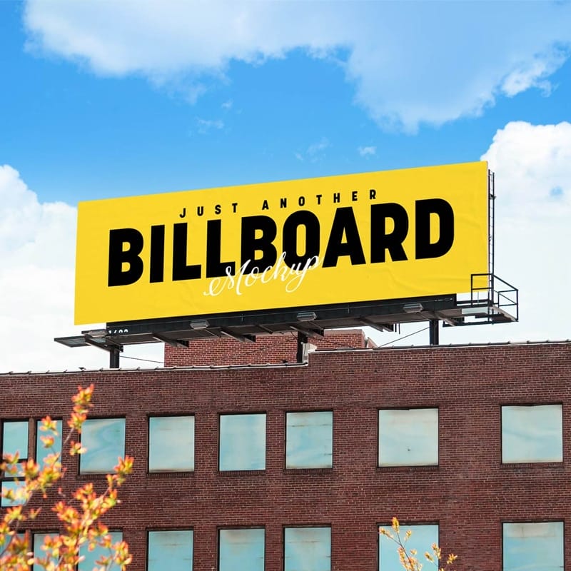 Free Billboard on Building Mockup PSD