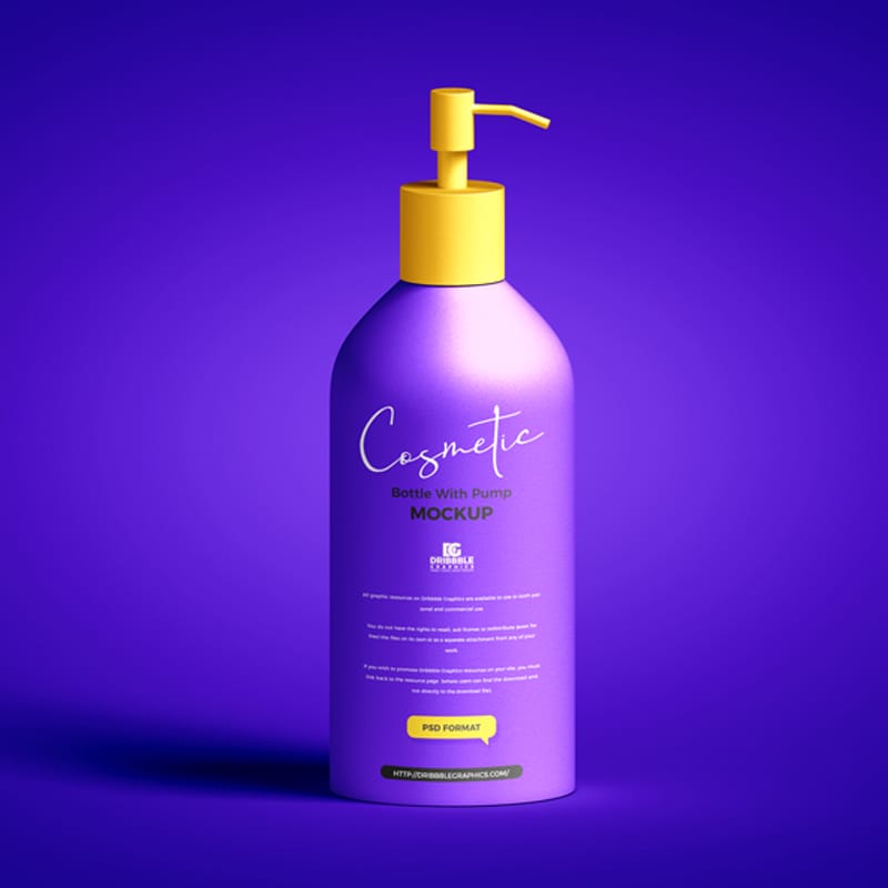 Free Cosmetic Bottle with Pump Mockup
