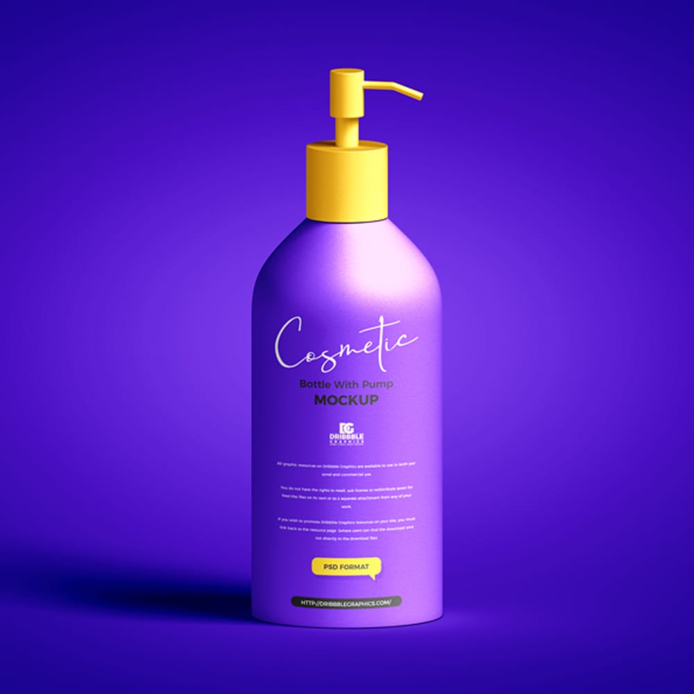 Free Cosmetic Bottle with Pump Mockup