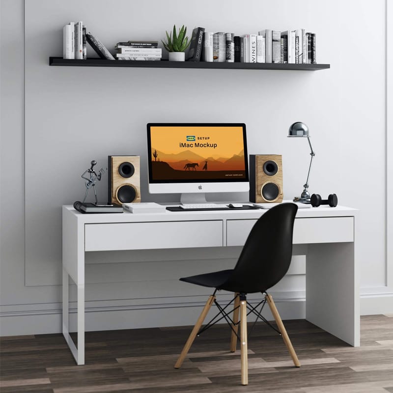 Free IKEA Workstation iMac Mockup PSD