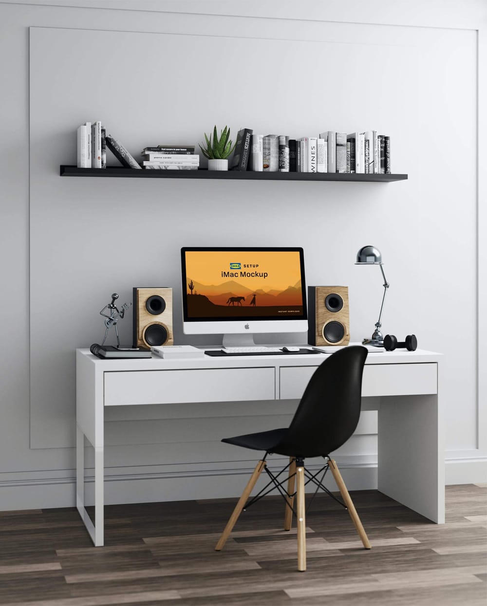 Free IKEA Workstation iMac Mockup PSD