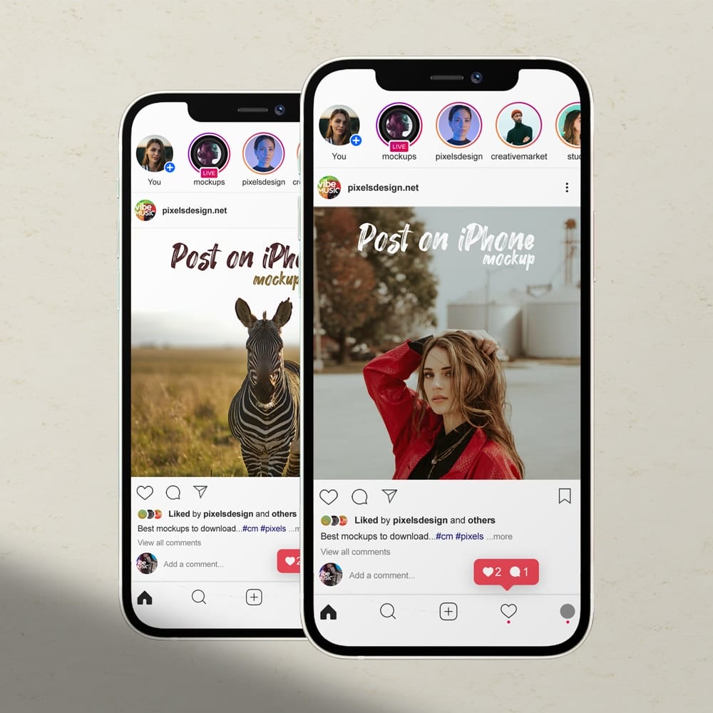 Free Instagram on iPhone 12 Mockup