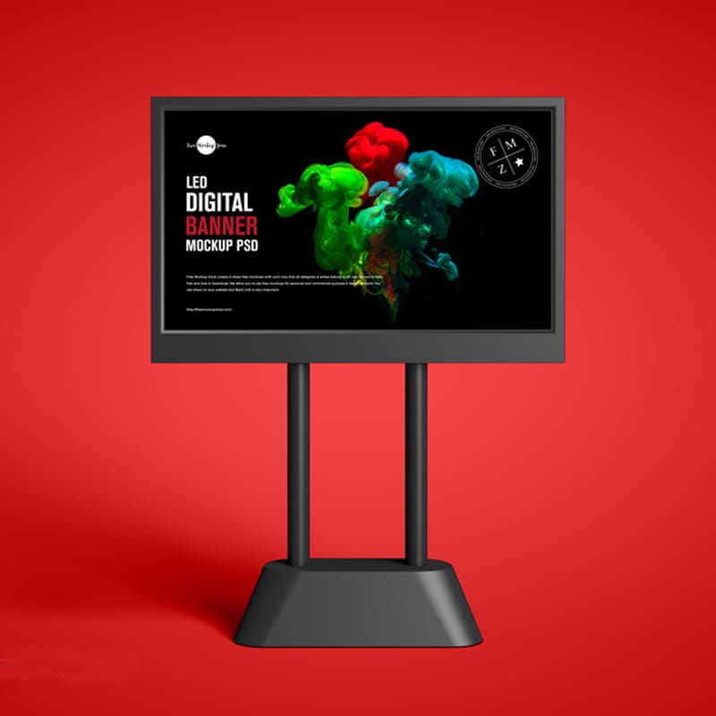 Free LED Digital Banner Mockup PSD