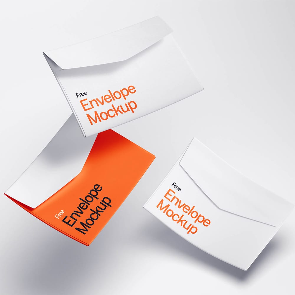 Free Levitating Envelope Mockups