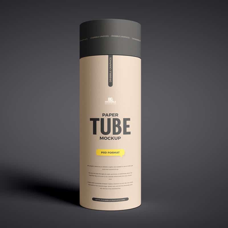 Free Long Paper Tube Mockup