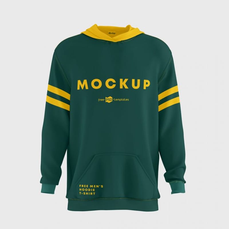 Free Men’s Hoodie T-shirt Mockups in PSD