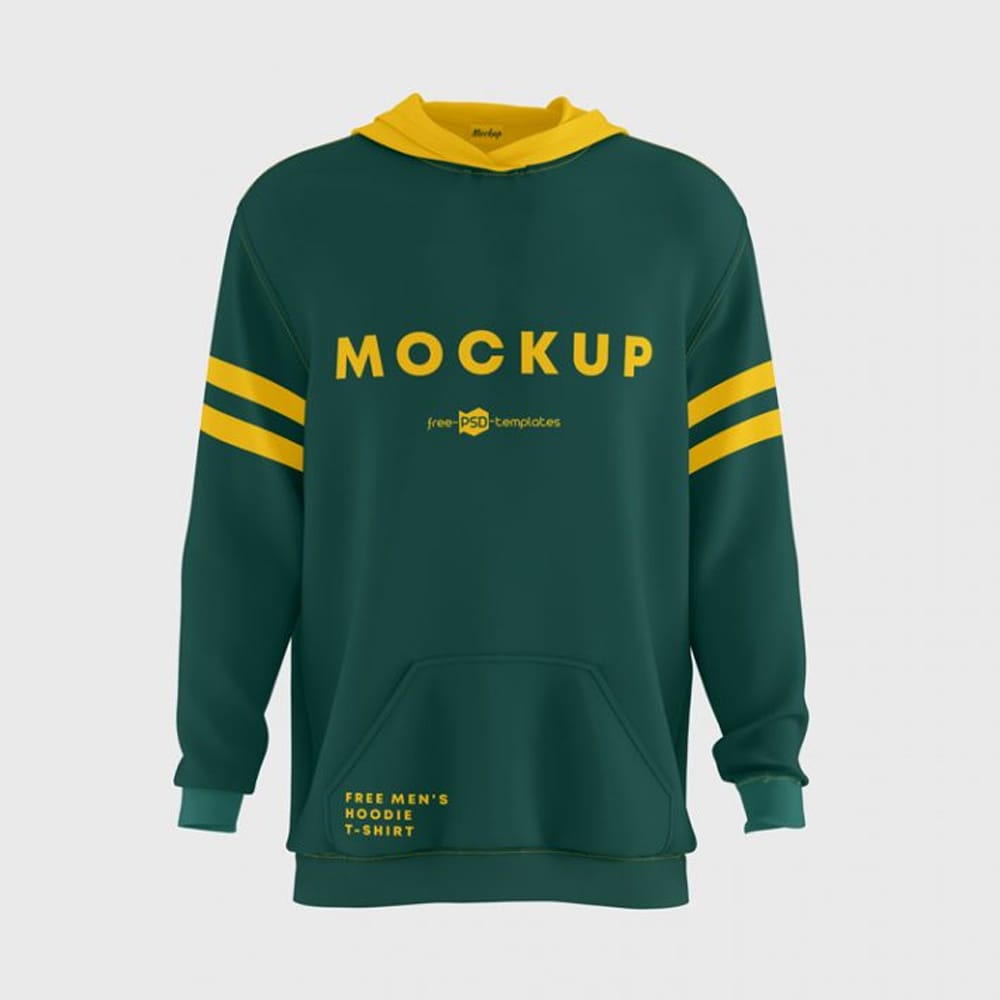 Free Men’s Hoodie T-shirt Mockups in PSD