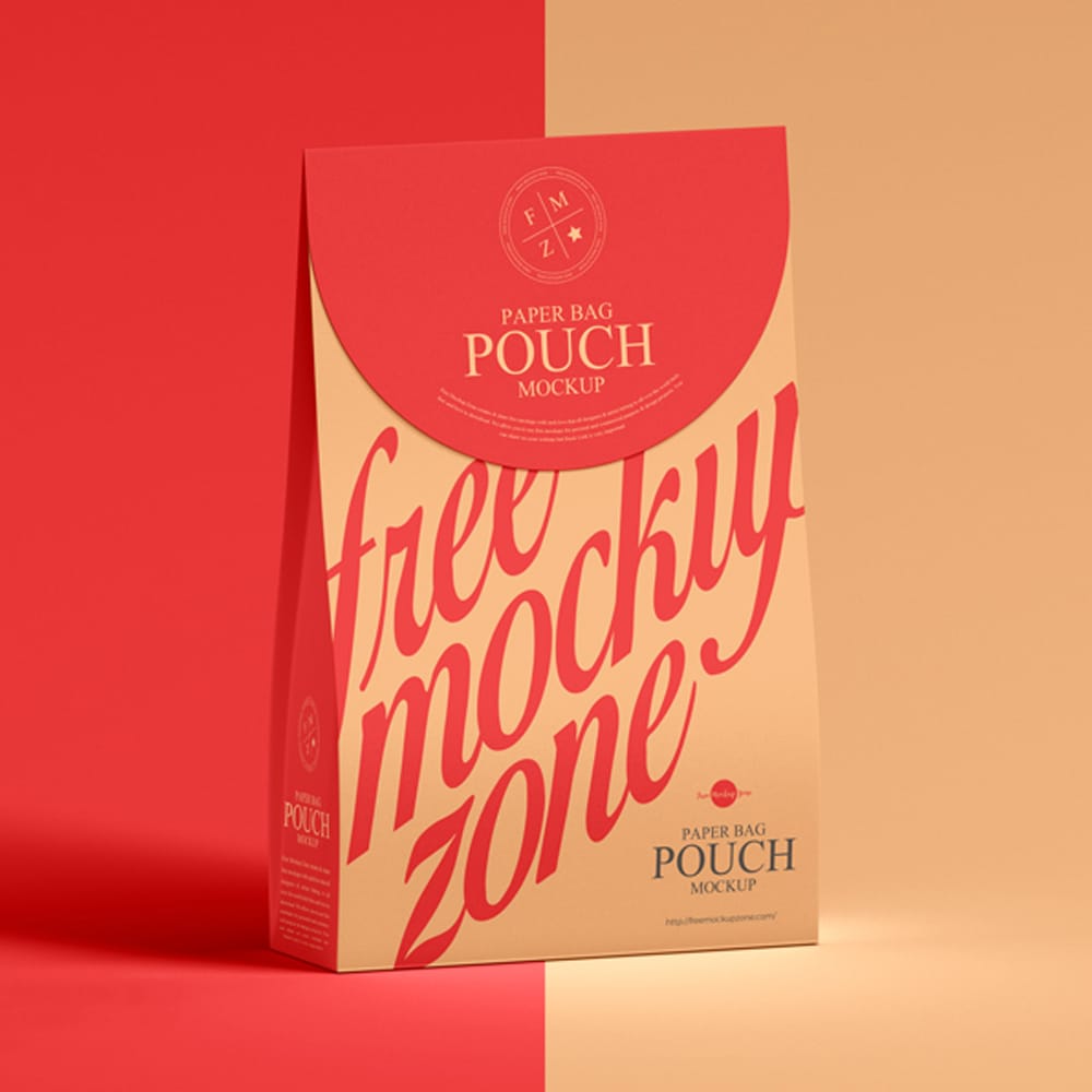 Free Modern Paper Bag Pouch Mockup