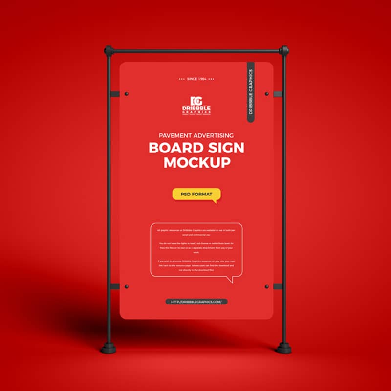 Free Pavement Advertising Board Sign Mockup