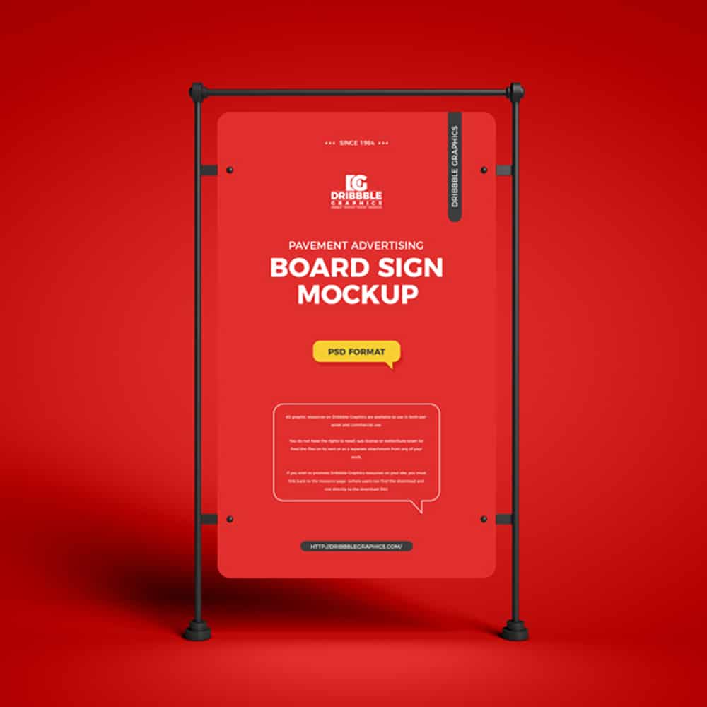 Free Pavement Advertising Board Sign Mockup