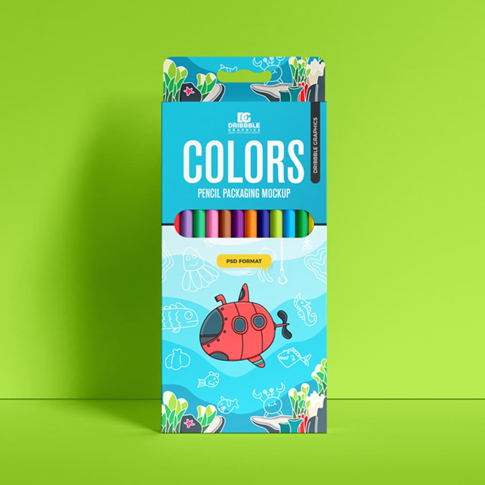Free Pencil Colors Packaging Mockup