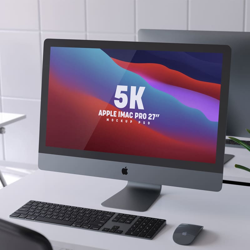 Free Retina 5K Apple iMac Pro 27 Inches Mockup PSD