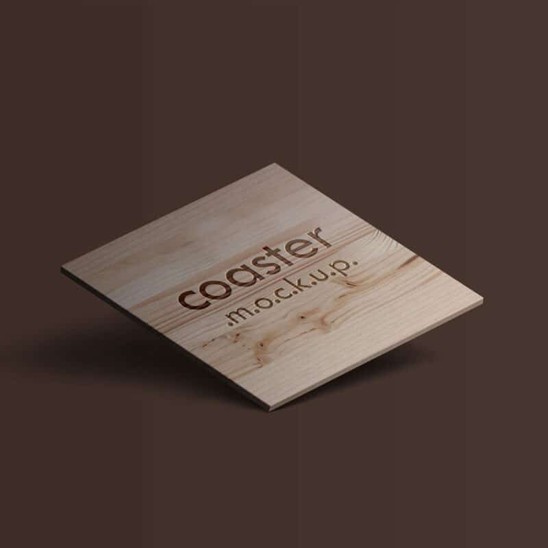 Free Square Coaster With Engraved Logo Mockup PSD   Designbolts