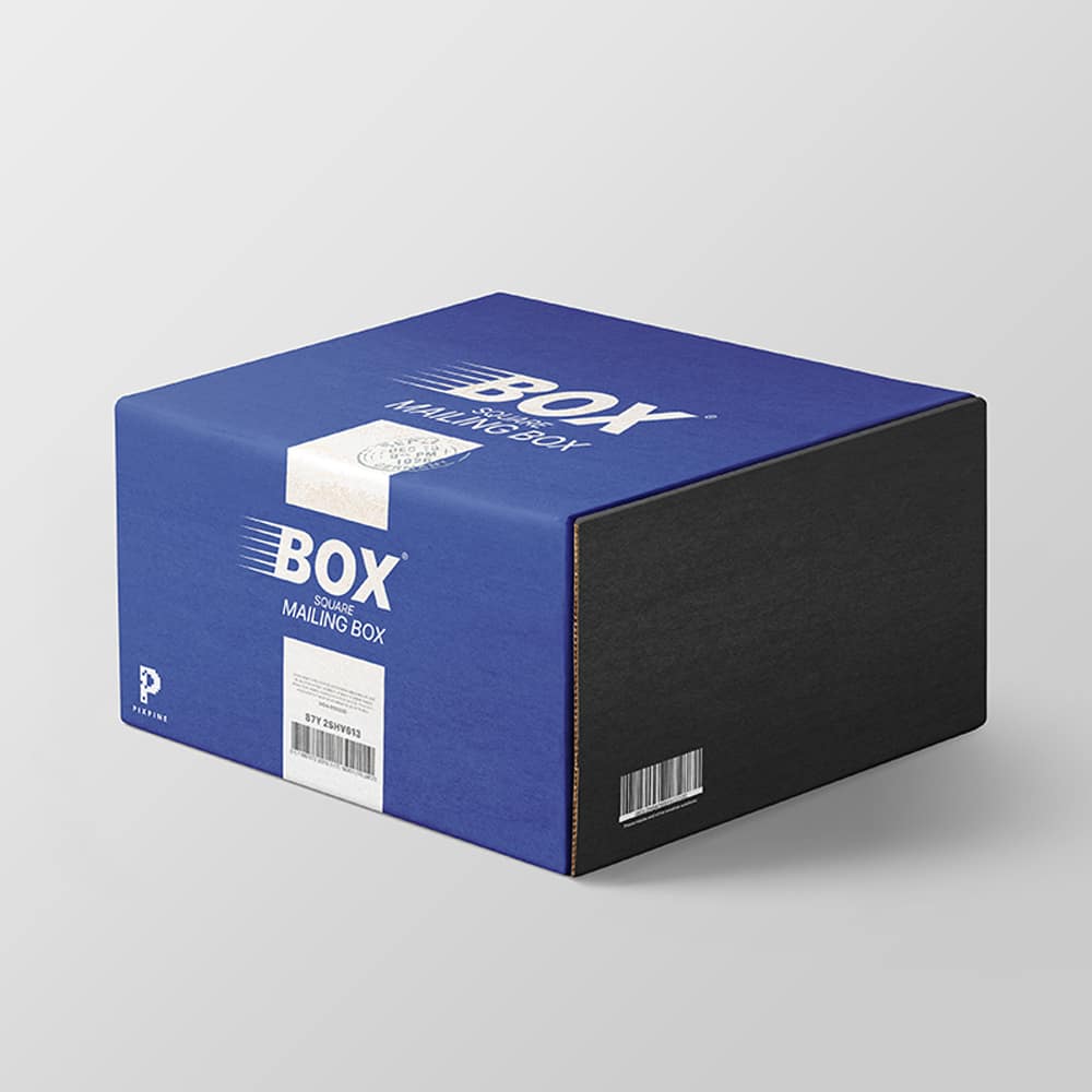 Free Square Mailing Box Mockup