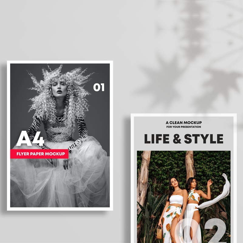 Free Top View A4 Flyer Mockup PSD