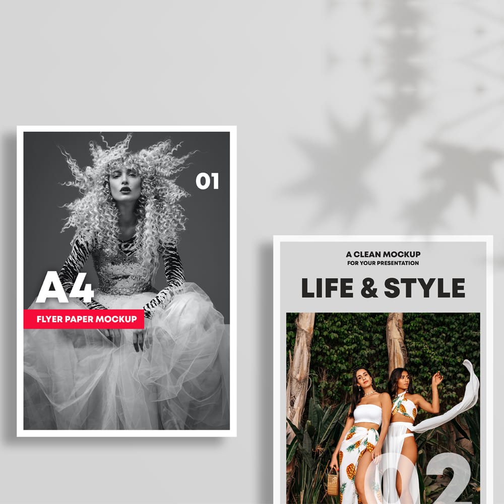 Free Top View A4 Flyer Mockup PSD