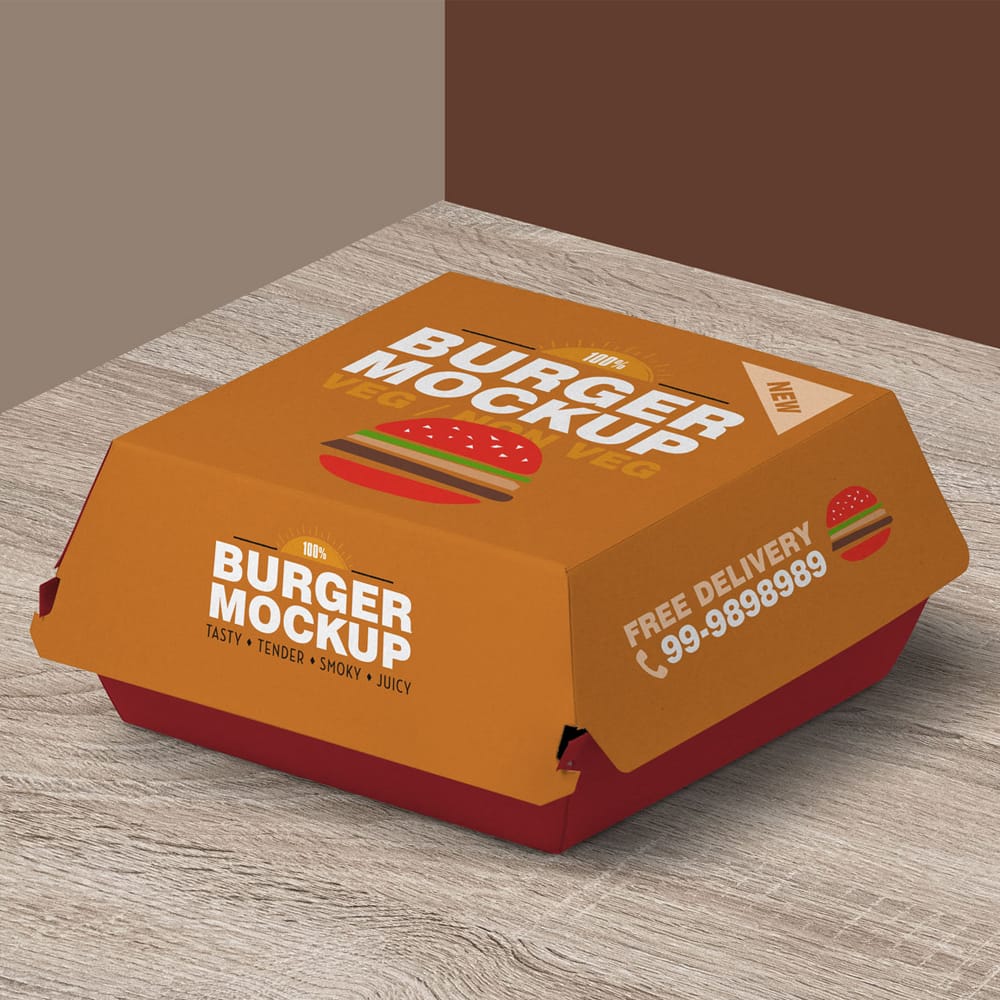 Free Top View Burger Box Mockup PSD