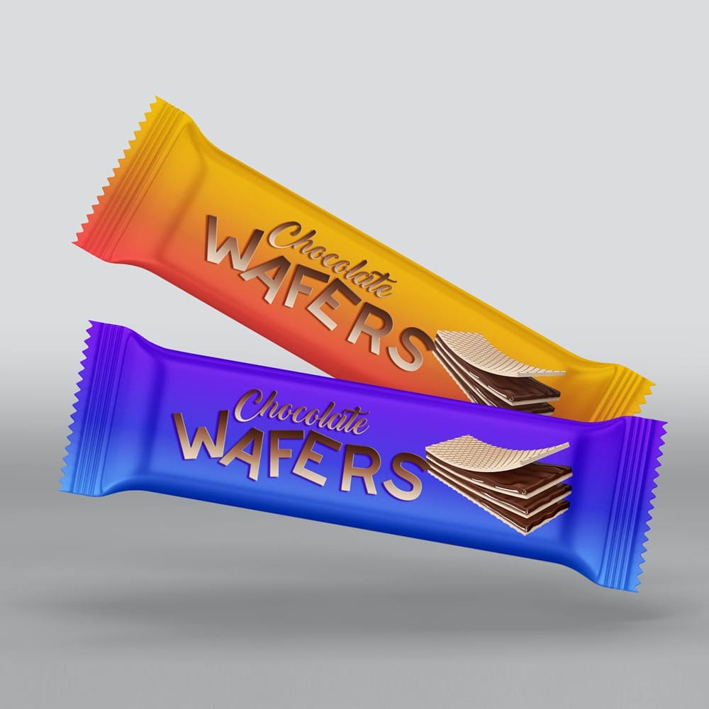 Free Wafers / Chocolate Bar Packaging Mockup PSD