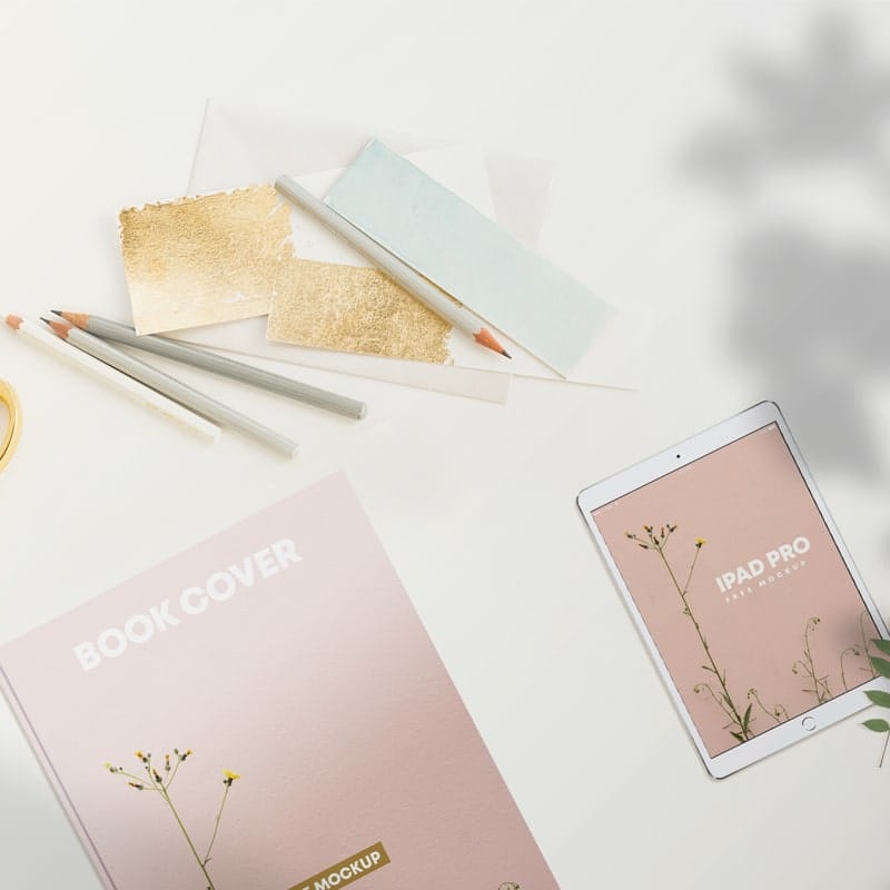 Free iPad Pro & Book Cover Mockup