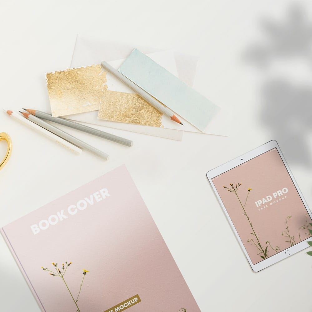 Free iPad Pro & Book Cover Mockup