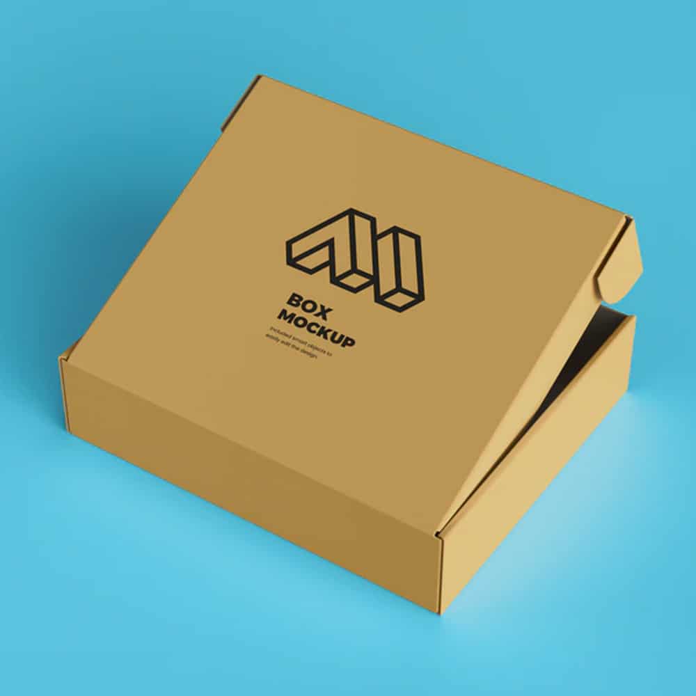 Half Open Cardboard Box Mockup