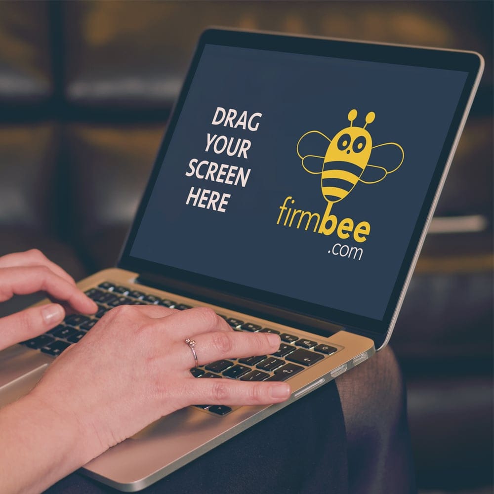 MacBook Air and Woman Mockup PSD