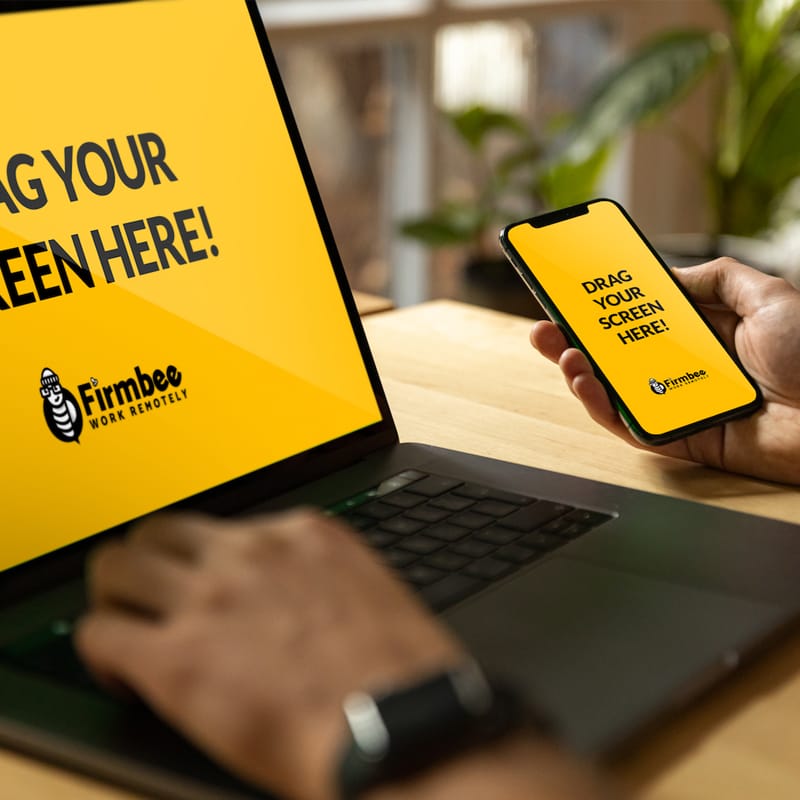 Men Works With iPhone XS and MacBook Pro PSD Mockup