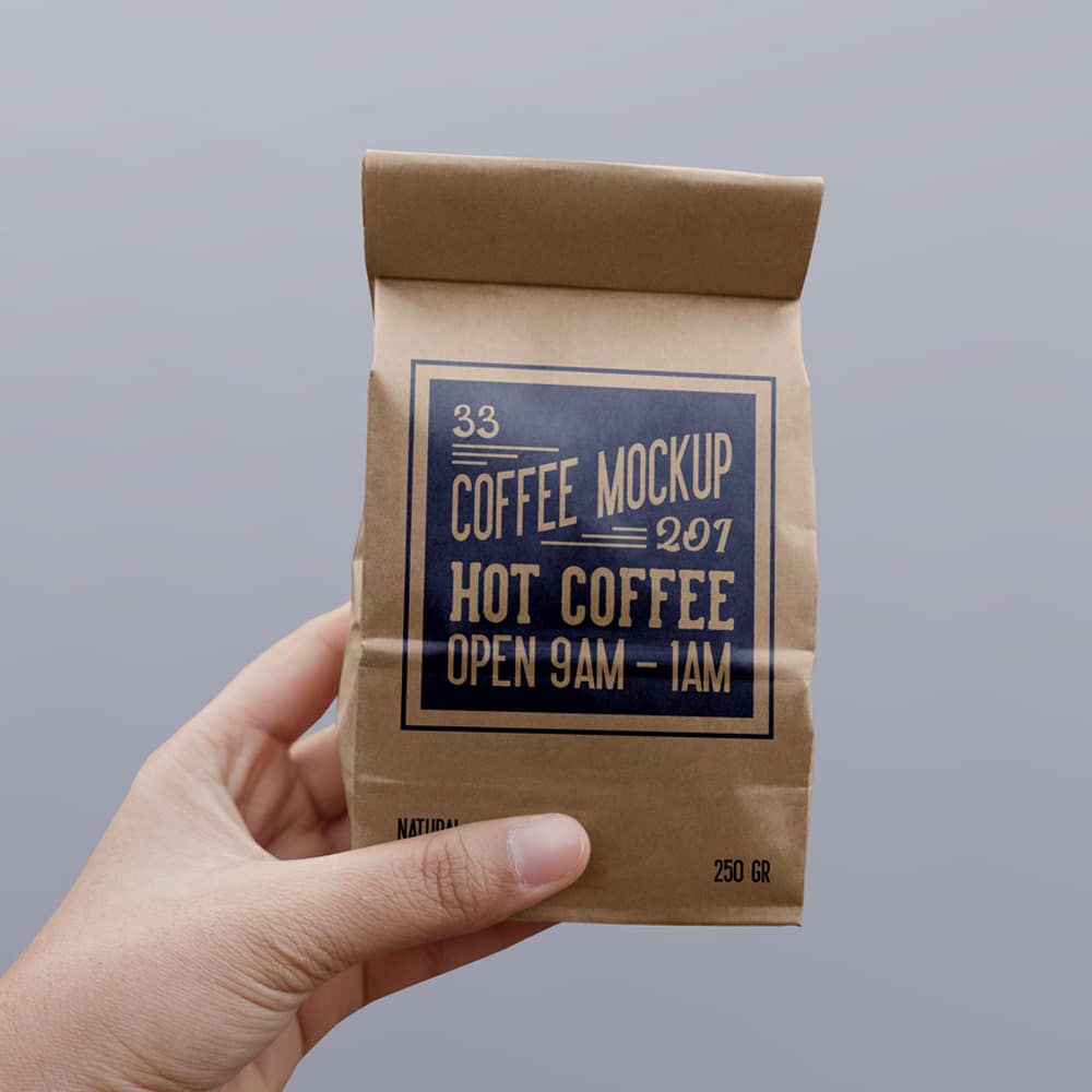 Paper Coffee Bag PSD Mockup