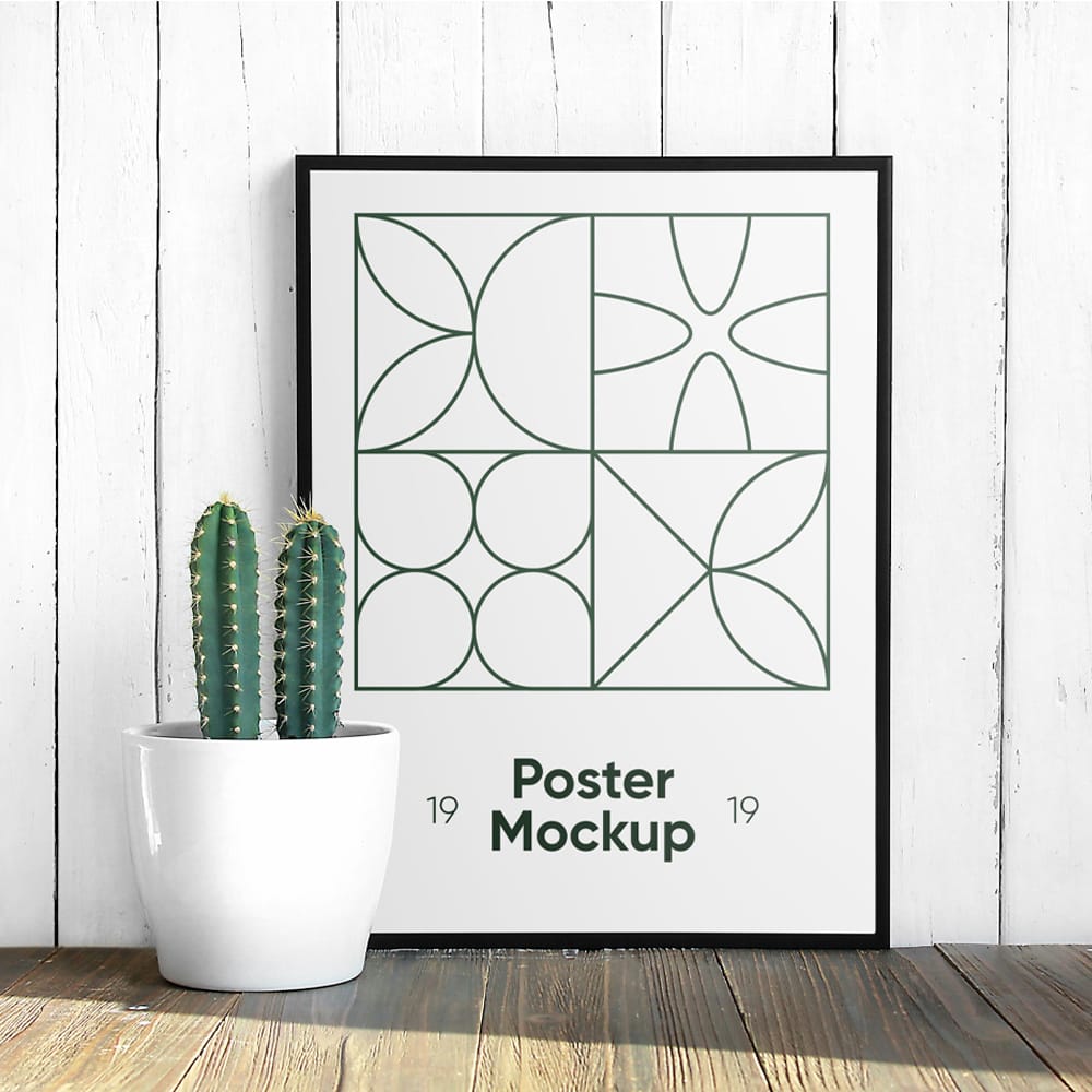 Poster with Cactus Mockup