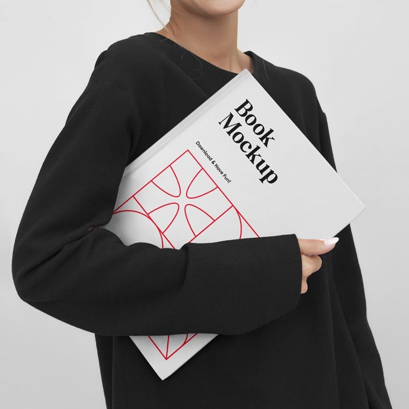 Women Holding Book Mockup