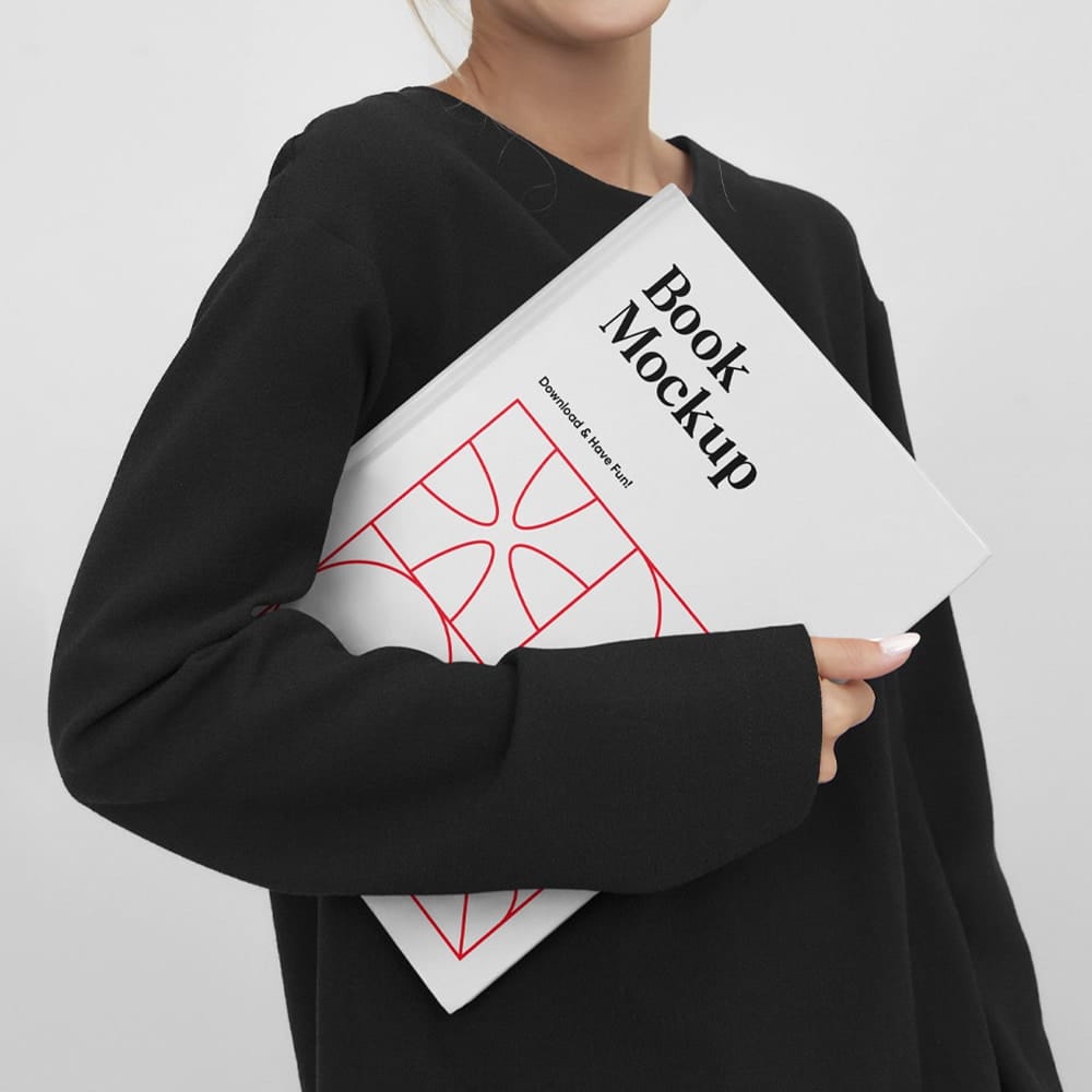 Women Holding Book Mockup