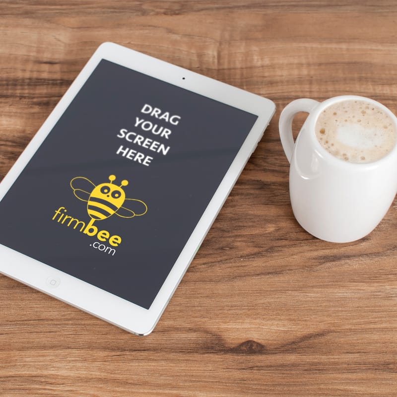 iPad Tablet With Cup Of Coffee Mockup PSD