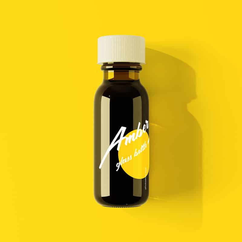 Amber Glass Mini Bottle Mockup