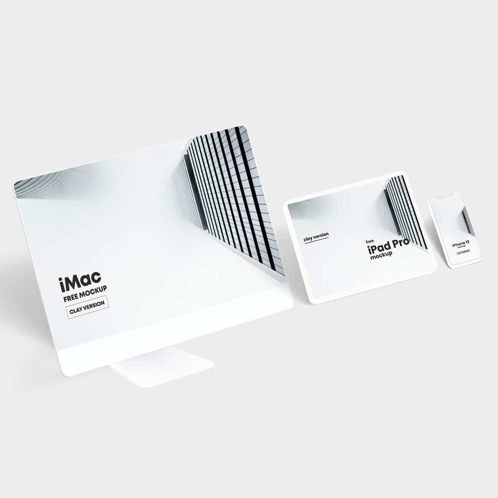 Apple Devices Clay Free Mockup