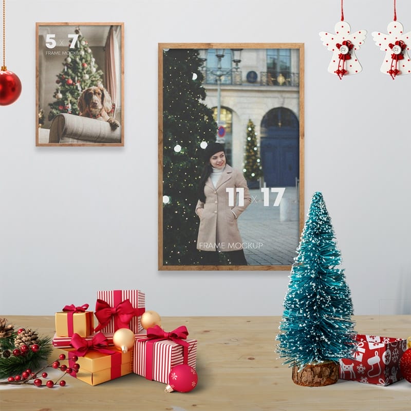 Christmas Frames Kit Scene Free Mockup