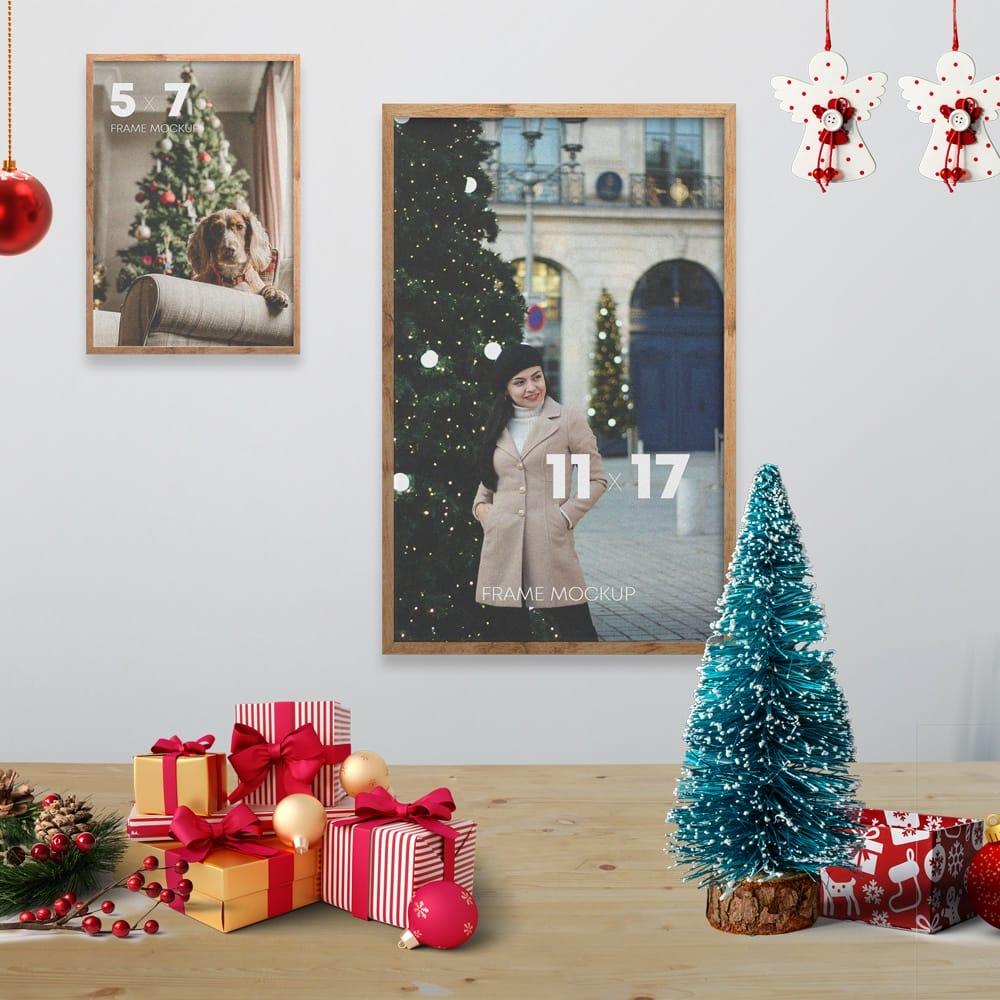 Christmas Frames Kit Scene Free Mockup