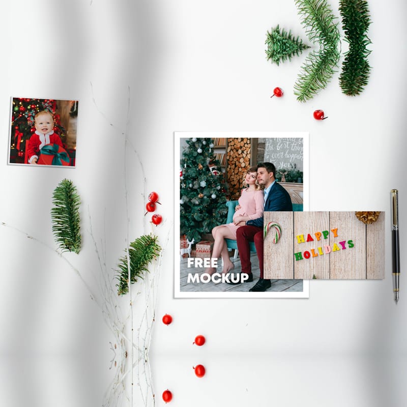 Christmas Papers & Cards Kit Free Mockup