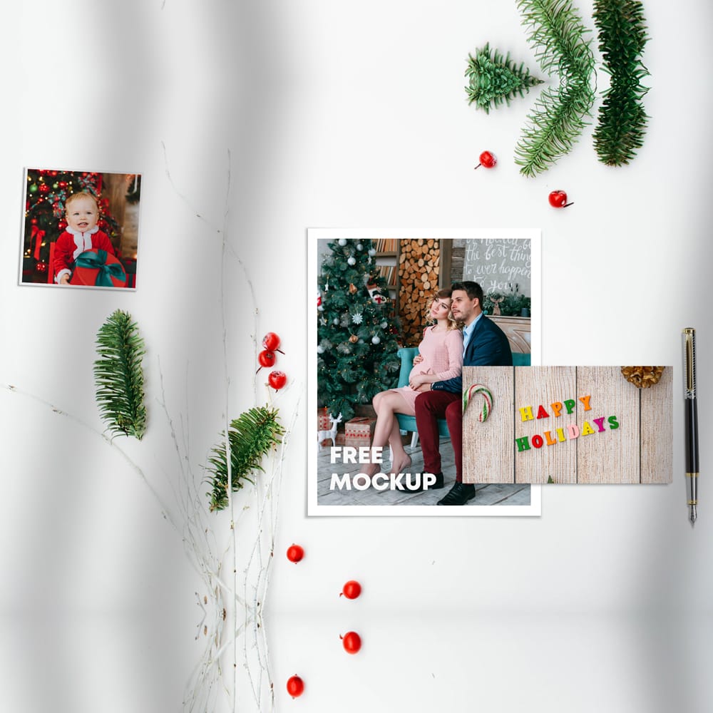 Christmas Papers & Cards Kit Free Mockup